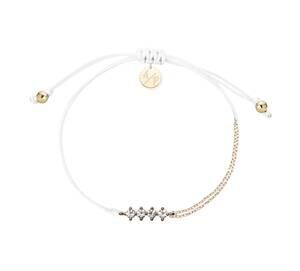 NEW ADRIANA PAPPAS women's cz crystal bar bracelet on colored cord in white